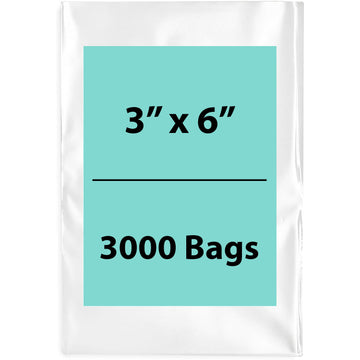 Clear Poly Bags 3 Mil 3 inch (width) X 6 inch (Height) Pack of 3000 Bags